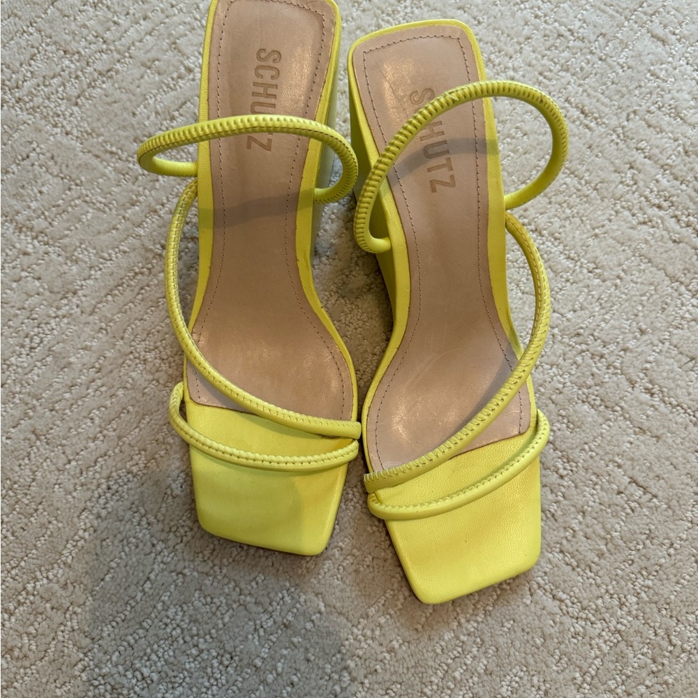 Schutz Bright Yellow Wedge Heels